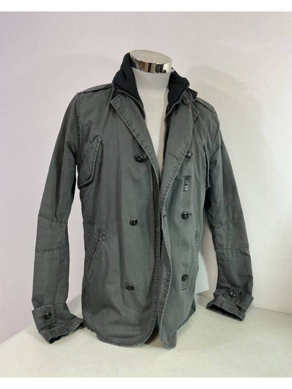 G-Star Gray Full Zip Jacket Pockets Stand-Up Collar Mens Medium